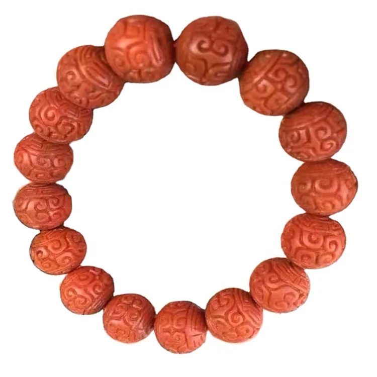 Baoshan Nanhong Carved Buddha round beads agate Bracelets