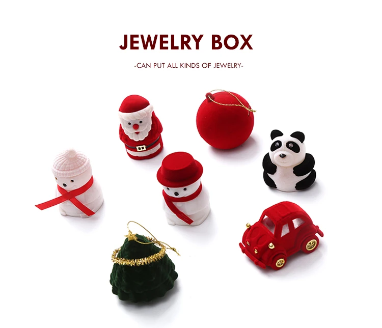 Manufacturer Christmas Santa Claus Shape Velvet Gift Packaging Red Flocking Ring Box