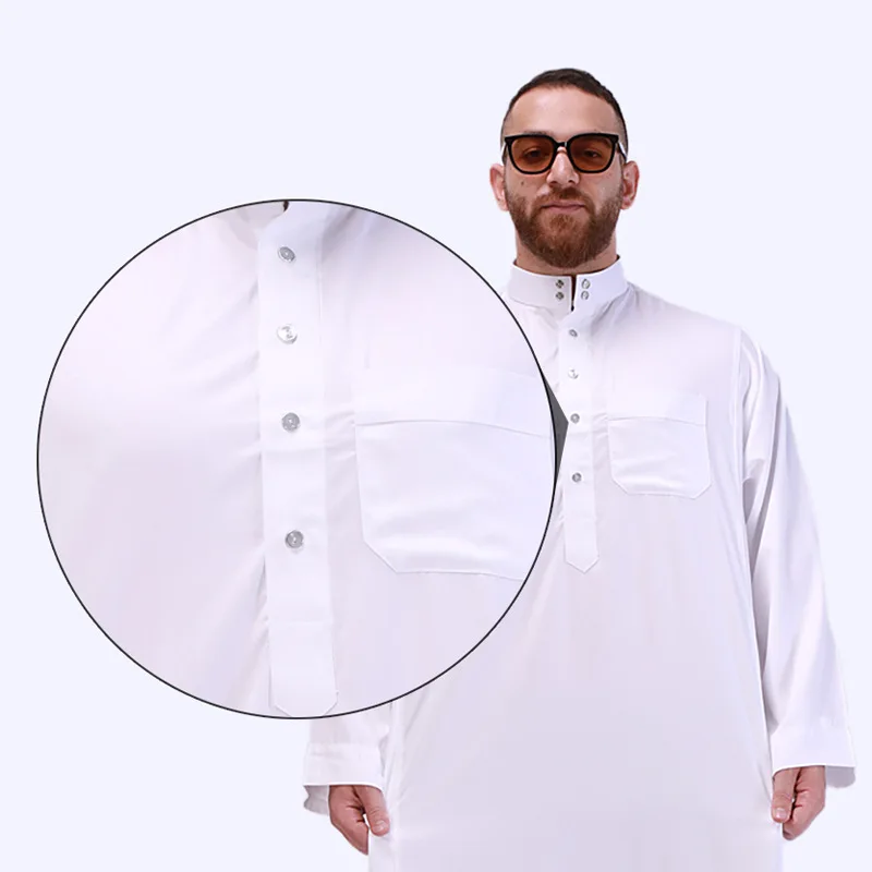 Jinteng Traditional muslim robe white oversized ethnic clothing classic islamic white long sleeve thobe hot sale clothing