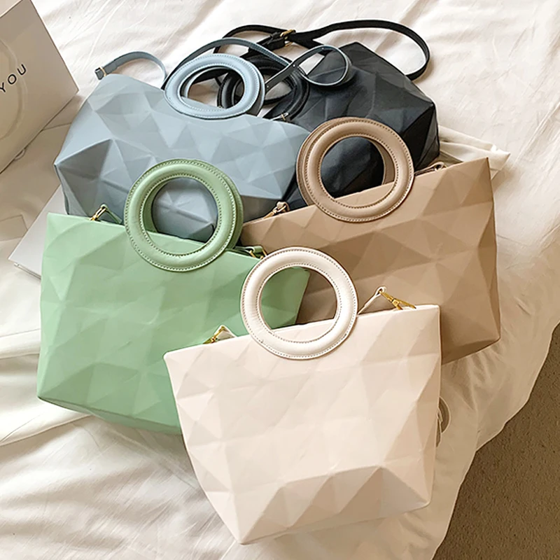 Rhombus pattern female bag large capacity shopping korean fashion tote bag handbags for women lady