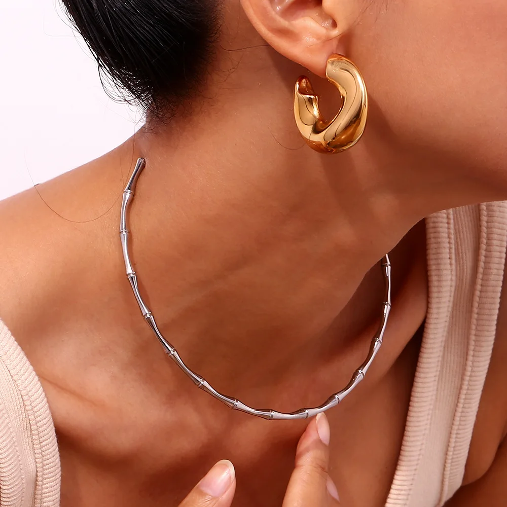 New Copper Geometric Creative Chunky Earrings Minimalist Metal High Quality 18k Gold Plated Earrings Statement Jewelry