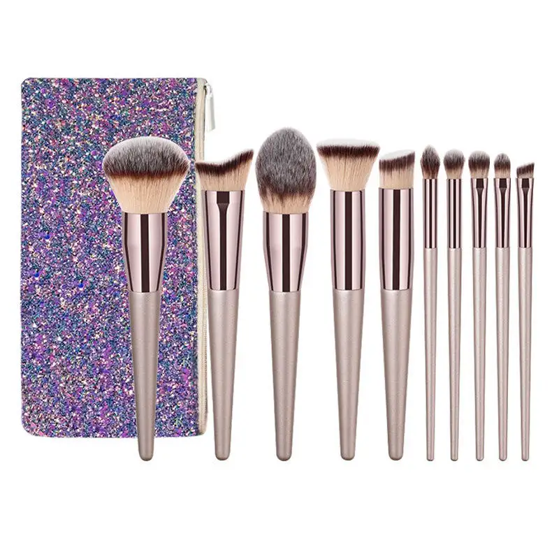 Foundation Eyebrow Contour 14pcs Professional Make Up Tool Metal Handle Makeup Brush Set With PU Bag Personalized Makeup Brushes