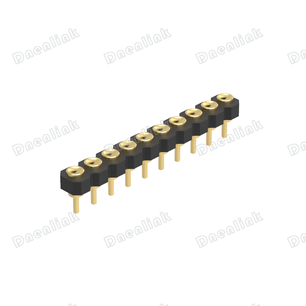 Dnenlink 2.00mm Single Row H1.27mm Concave contact  Straight DIP  Female Header PogoPin connector
