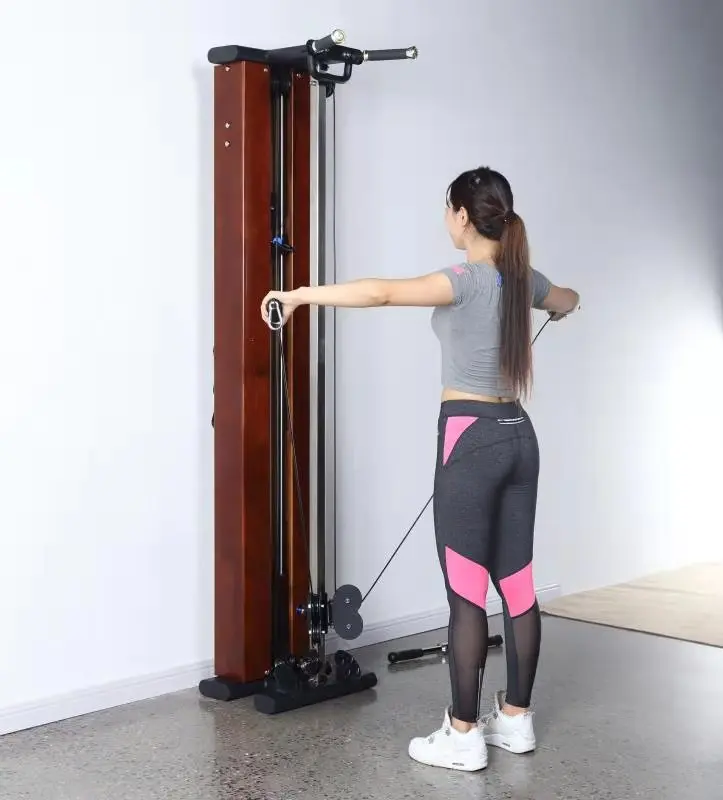 Commercial Home Wooden Pulley Single cable Crossover Wall Mounted Squat Rack Multi Function Station Machine Arm Strength Fitness