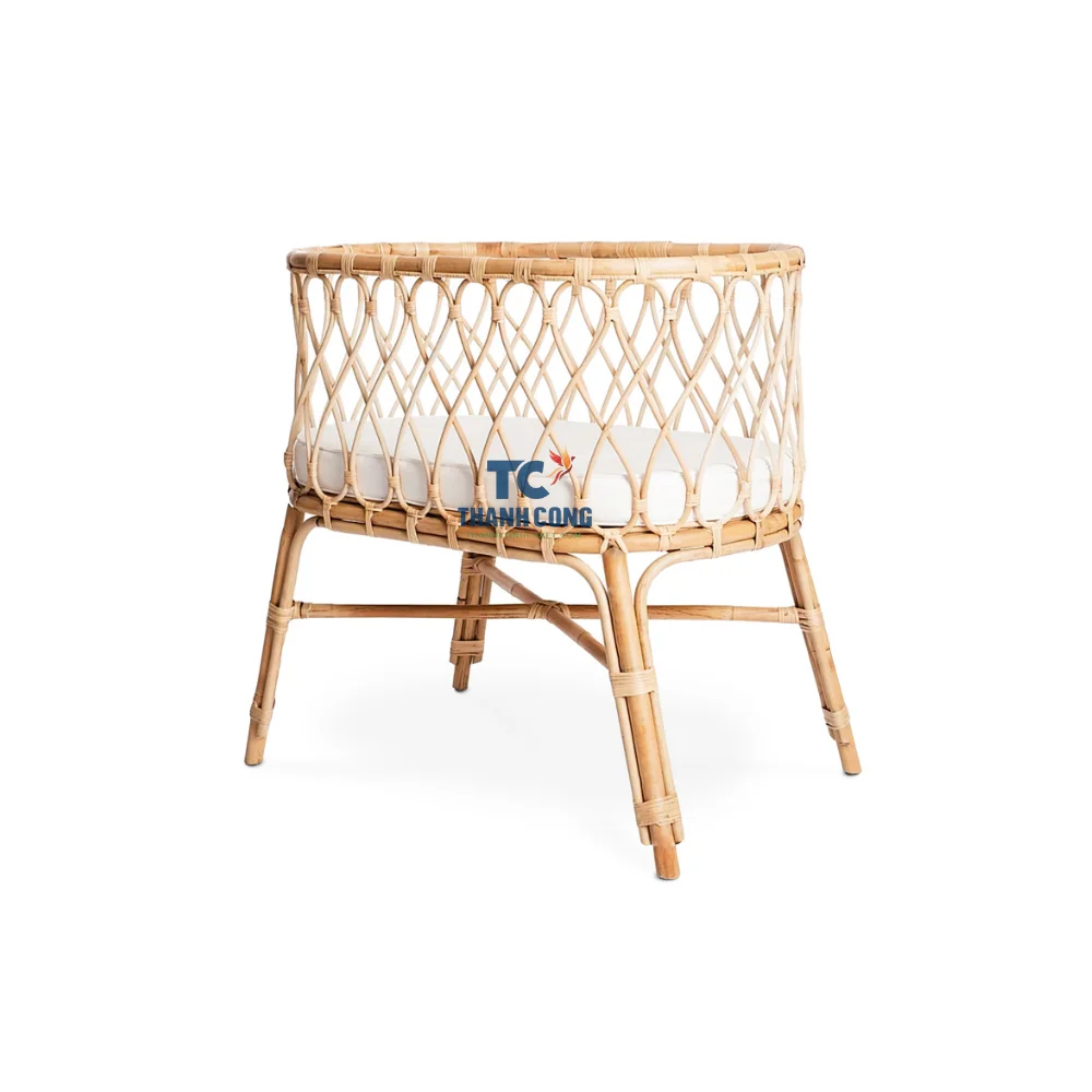 High Quality Infinity Rattan Doll Bassinet For Kids Toys Natural Rattan Doll Crib for Kid Made in Vietnam Nursery Room Furniture