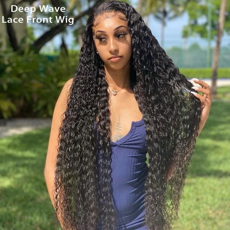 Vendor Raw Brazilian 13x6 HD Swiss Human Hair Transparent Lace Front Wig Deep Wave HD Lace Frontal Wig for Black Women
