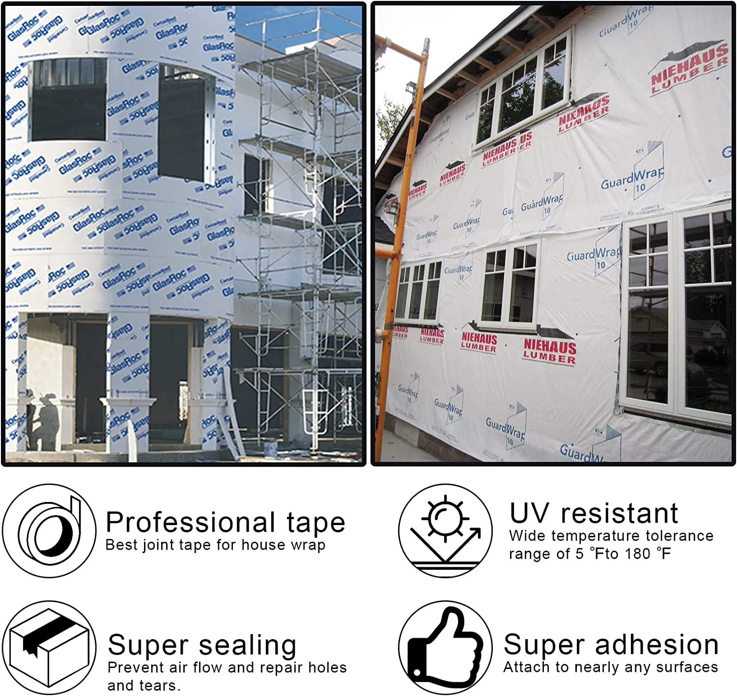 Polyethylene Materials Vapour Permeable Membrane Wall Tuck Tape Uv Resistance House Wrap