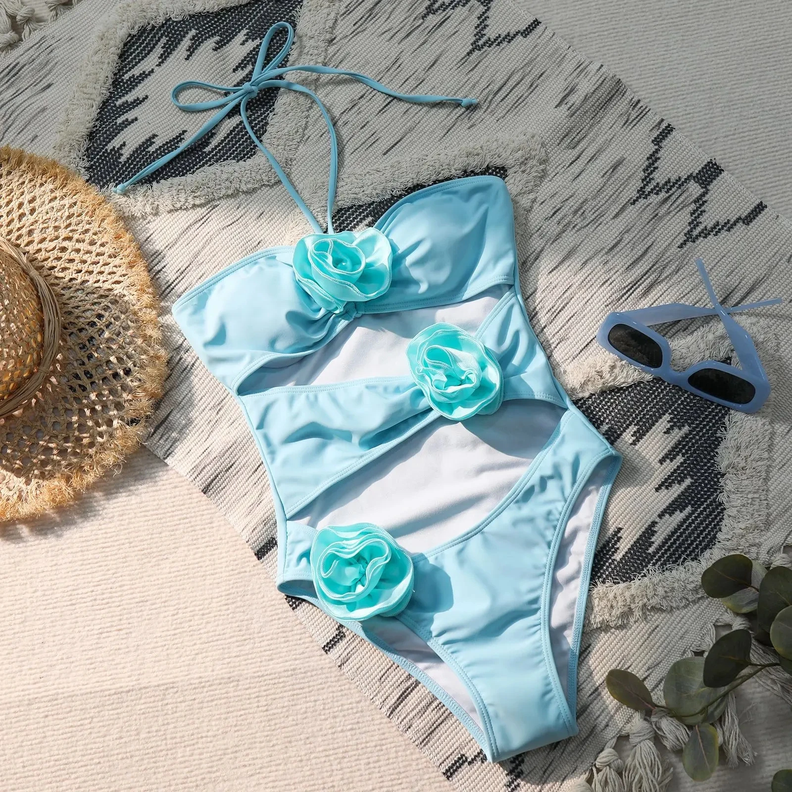 King Mcgreen Star Sexy 3D Floral Designer Bikini Set Bandeau Push Up Bra Patchwork Micro Swimsuit Bathing Suit Thong Swimwear