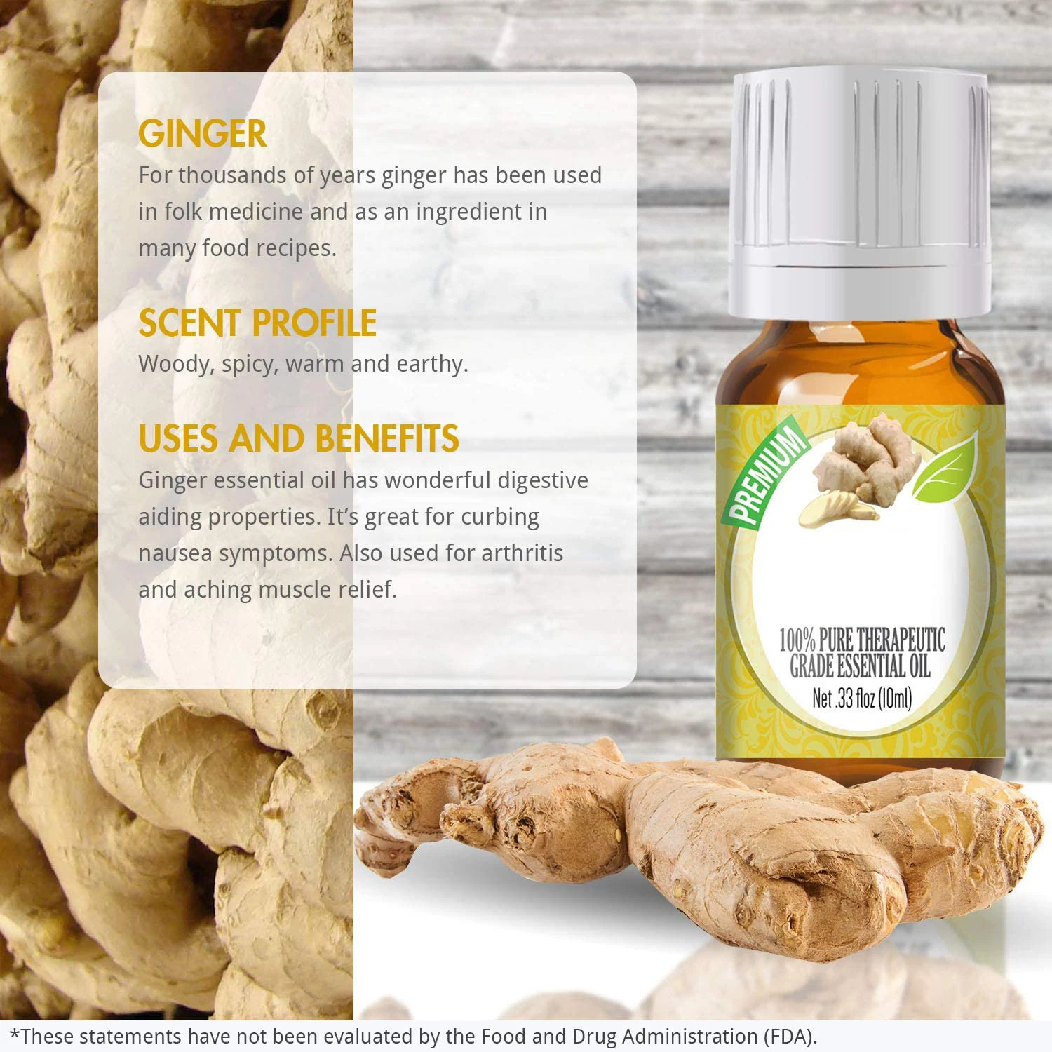 Pure Natural Ginger Essential Oil for Promote Blood Circulation and Relieve Body Massage Oil