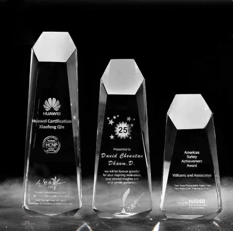 Glass trophy for championship, personalized solid sport crystal trophy