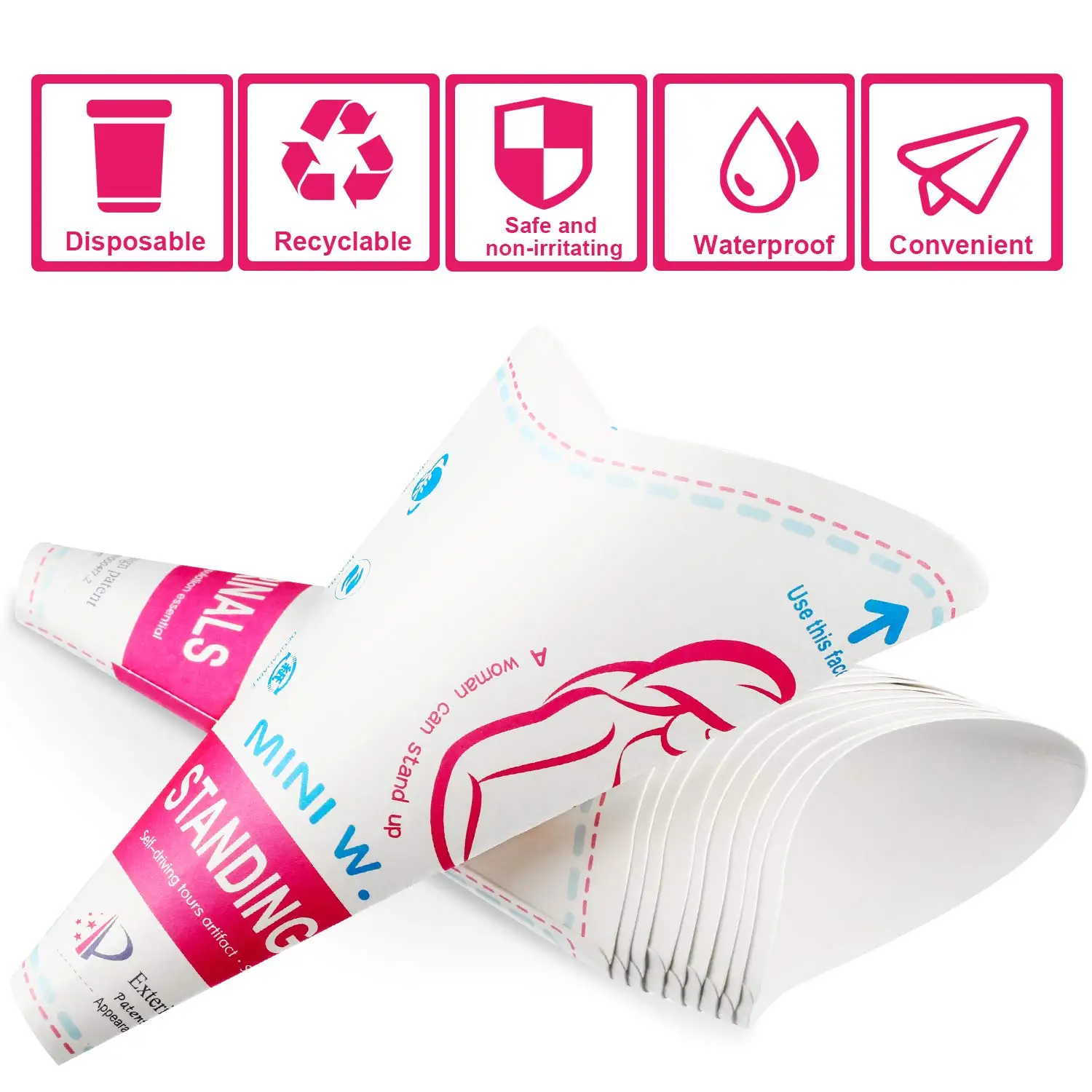 Custom Logo Disposable Female Urination Device Women Standing Paper Pee Cup