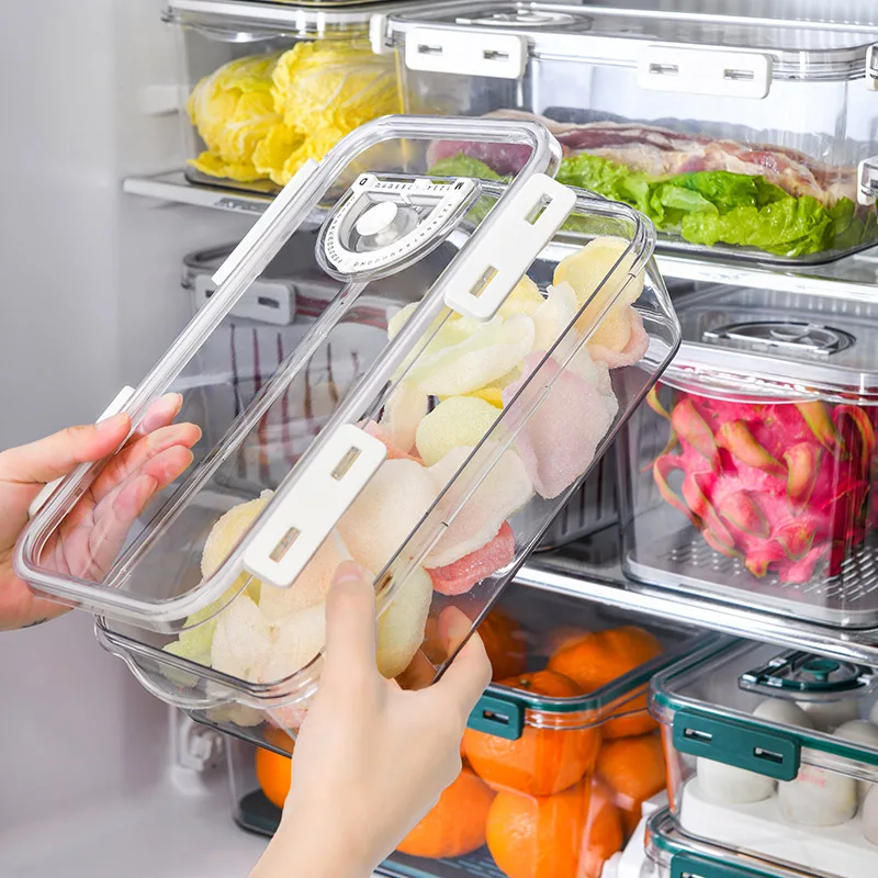 2022 Fridge-Organizer Fridge Organizer PET Storage Box Boxes Containers With Flip Lid Divider Refrigerator