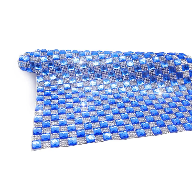 Hot fix Square Shape Rhinestone Trimming Mesh Transfer Crystal Stone Strass Mesh Roll Banding Sheets