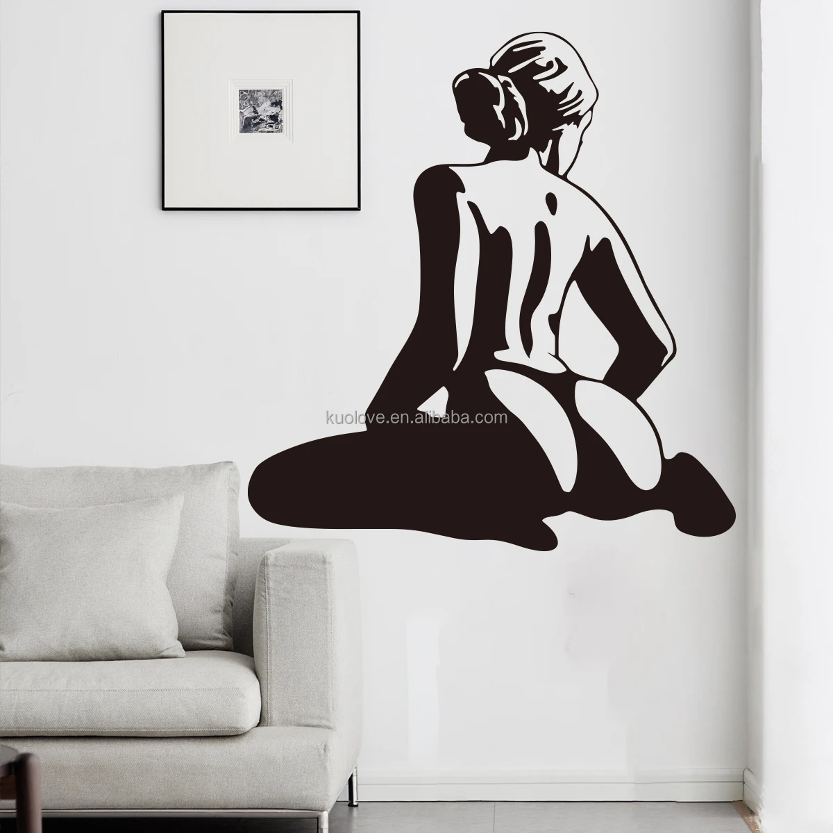Sexy woman Black pattern wall sticker Bathroom bedroom background decorative self-adhesive sticker
