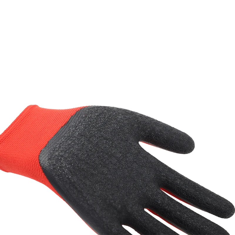 China Importer Quality Work Cotton Crinkled Latex Knitted Gloves