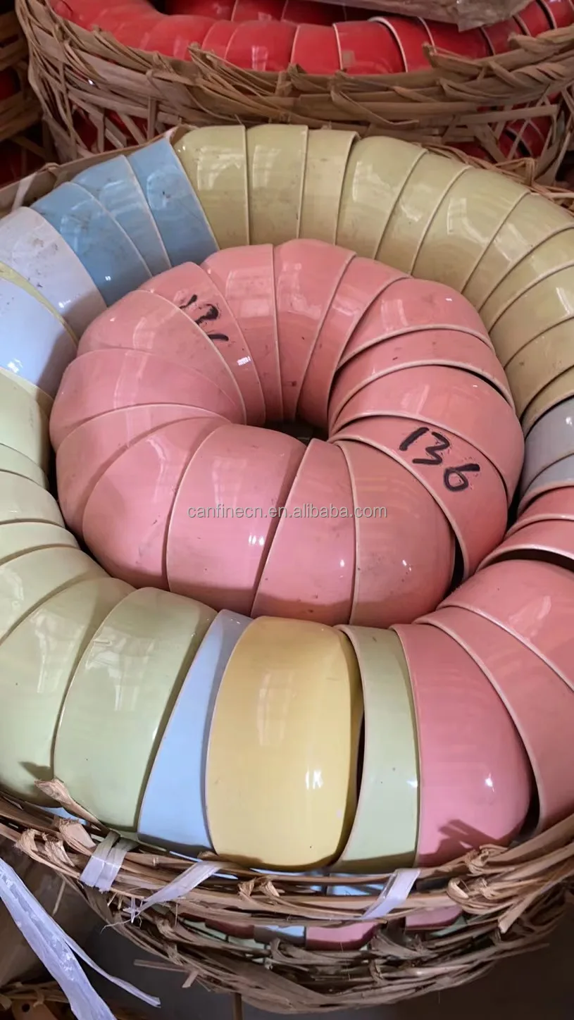 Factory wholesale low-price colored glazed ceramic bowls sold by ton