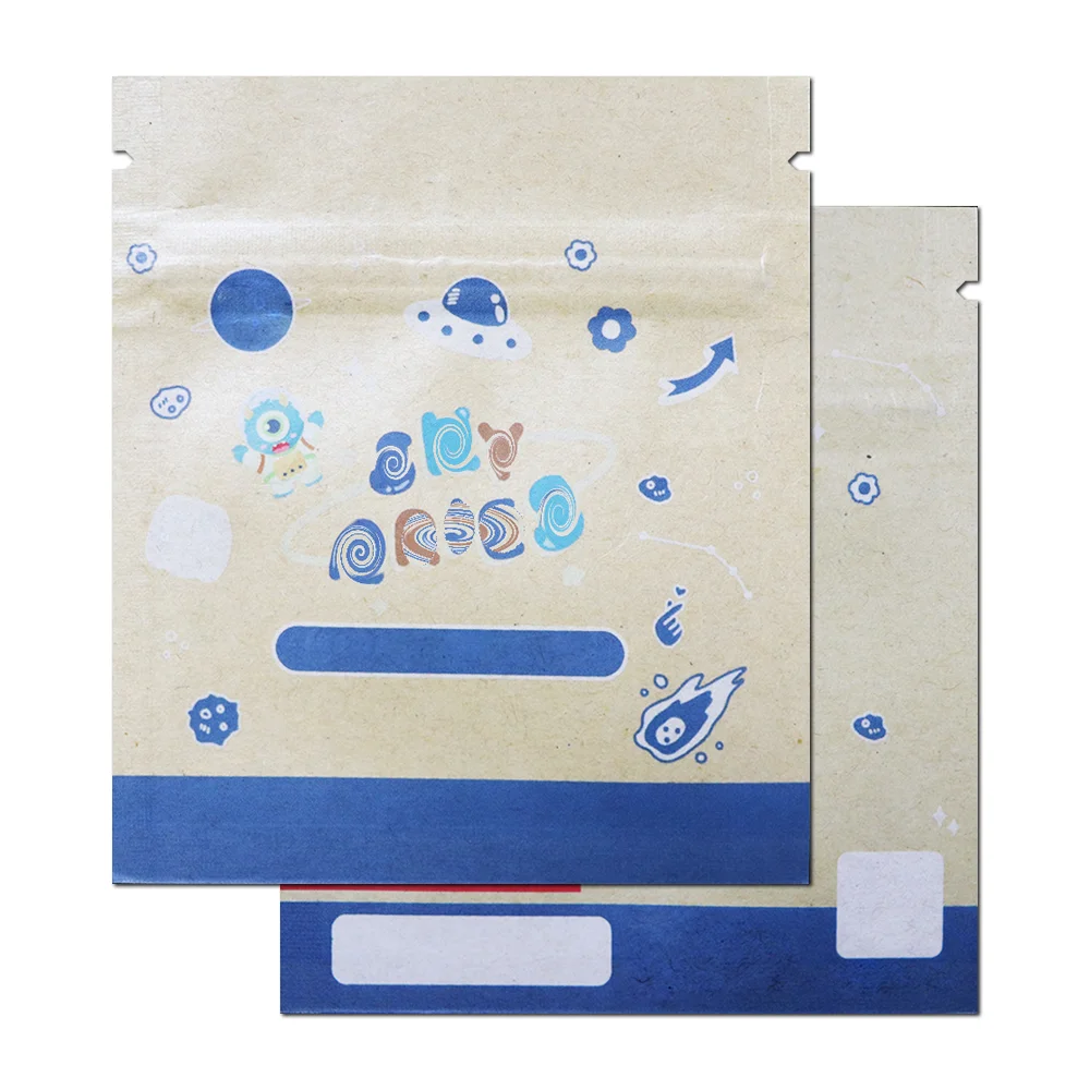 Wholesale Customized Design   Recyclable  Kraft Paper Aluminium Foil Smell proof Food Snack Packaging Zipper Mylar Bag
