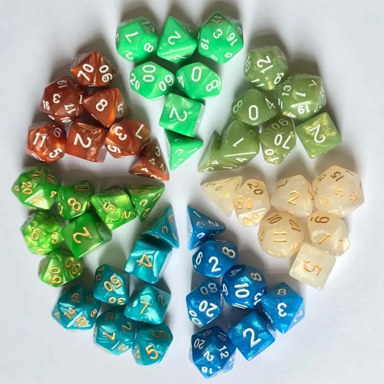7Pcs Game Dice for RPG Dungeons and Dragons D20 D12 D10 D8 D6 D4 DND Polyhedral Dice