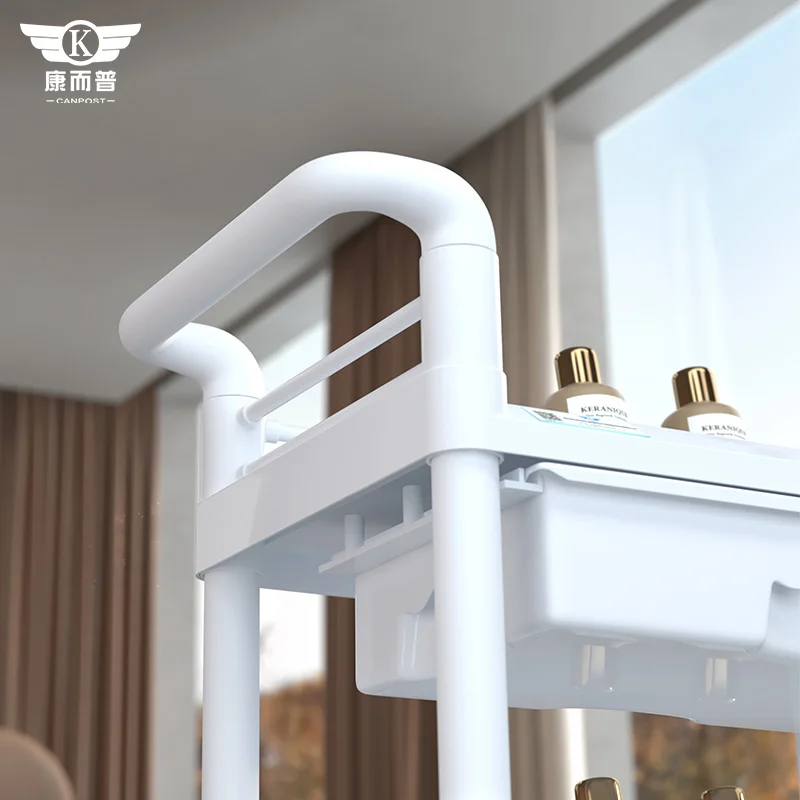 Triple ABS beauty salon trolley with drawer Spa bowl Dirt bucket Beauty Spa Car White Grey storage car Factory wholesale