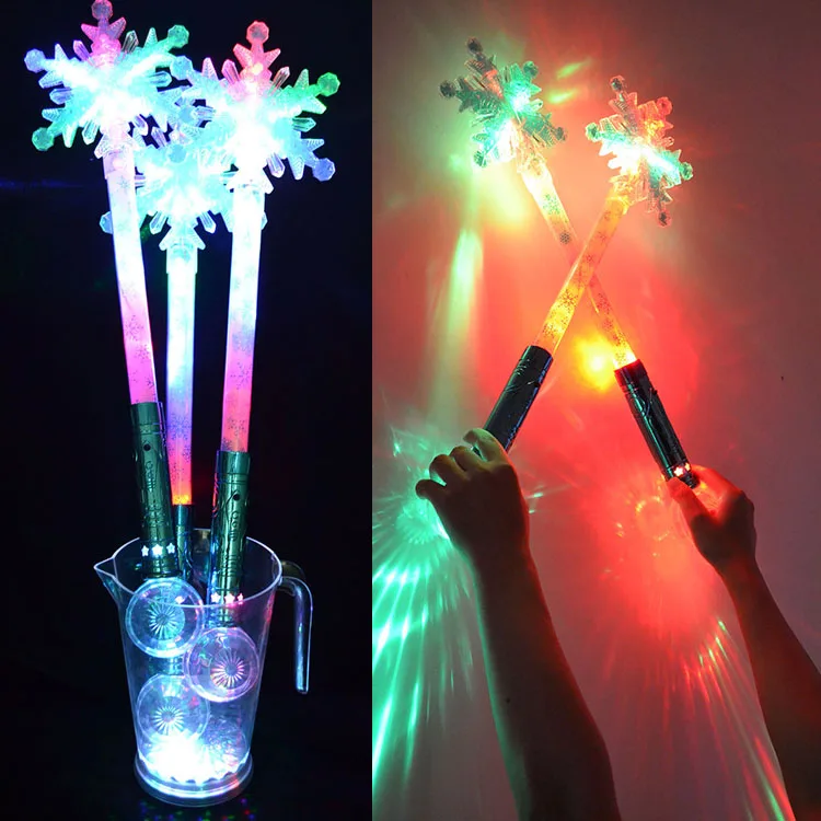 Plastic Snowflake Fairy Wand Led Lights, Snowflake Princess Fairy Stick, Snowflake Led Glow Wand