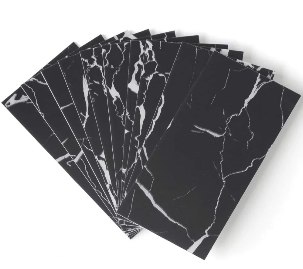 PVC Imitation Marble Tile Stickers Waterproof Oil Proof for Kitchen Bathroom Backsplash DIY Self Adhesive New Wall Stickers