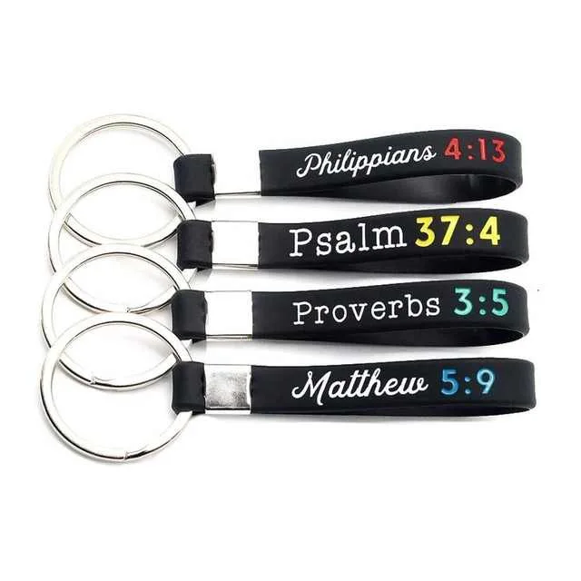 Christian Products Religious Silicone Keychain Philippians Psalm Proverbs Matthew Religious Keychains Christian Gifts for Youth