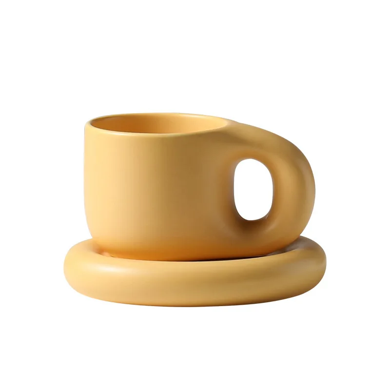 Hot Selling Big Handle Breakfast Coffee Cup Fat Ceramic Mug chubby coffee mug