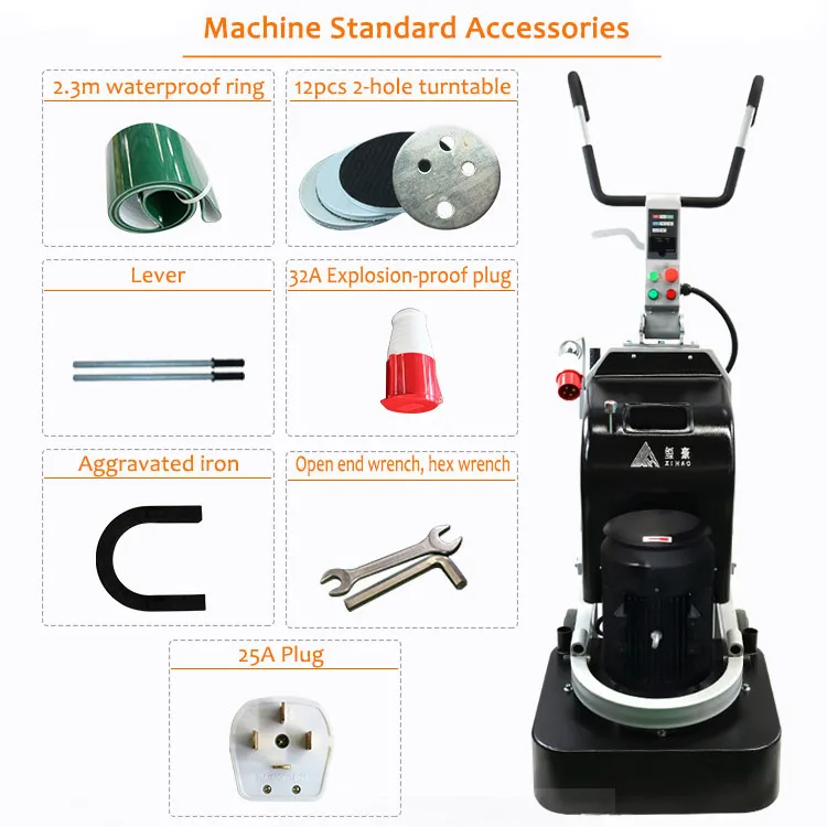 frequency conversion concrete floor grinder 7.5kw concrete floor surface grinding machine with vacuum