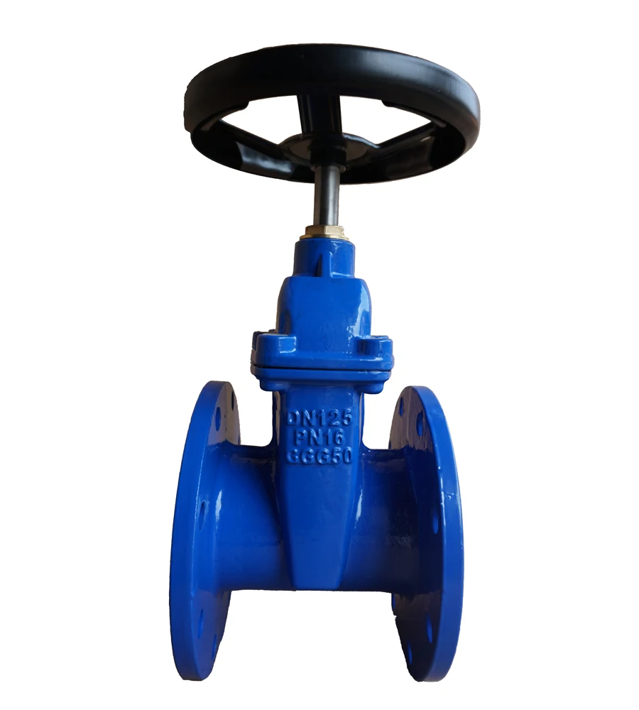 Ductile iron 5 inch gate valve with handwheel resilient seat PN10/16/25 standard DIN F4 F5 BS5163