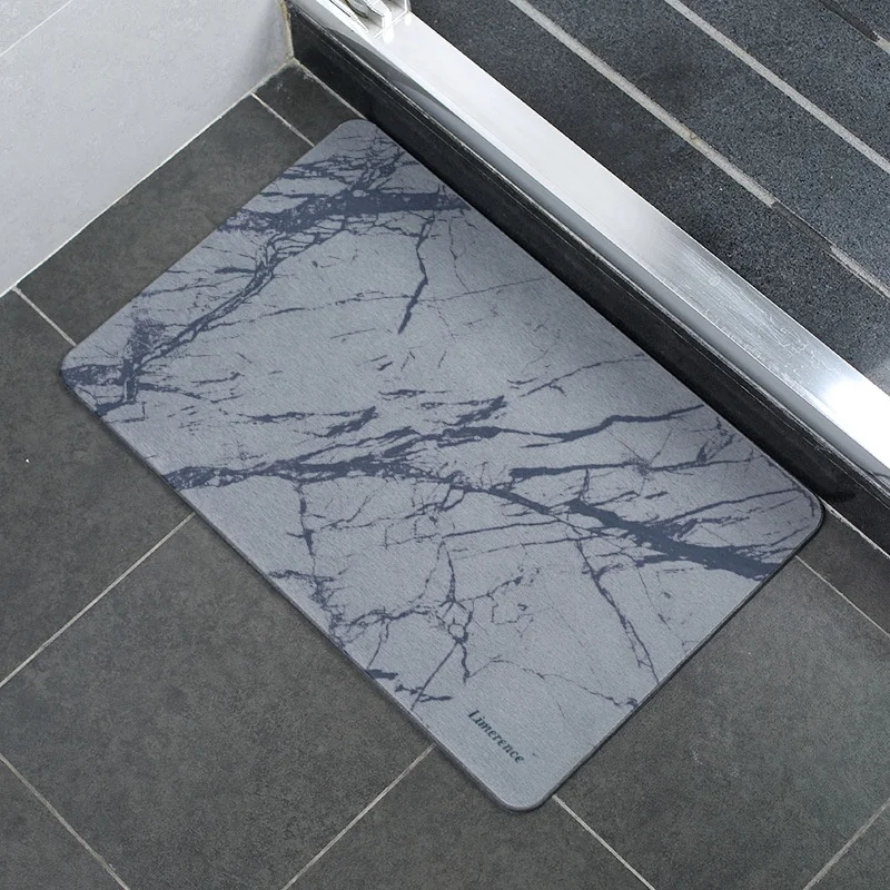Marble Design Stone Version Diatomite Non Slip Bath Washable High Absorption Hard Diatom Bath Mat Foot Mat