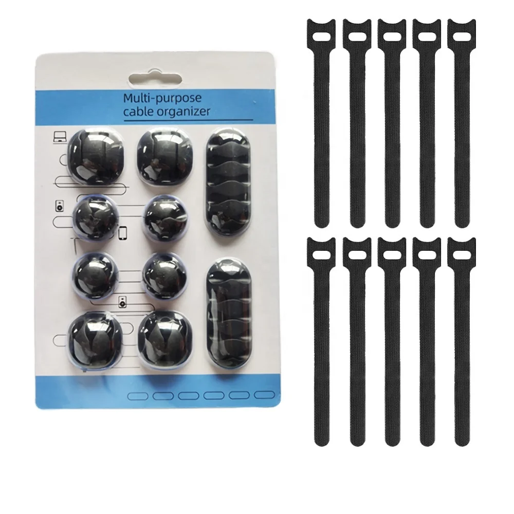 Amazon Hot Sale 20pcs Cable Management with Self Adhesive Ties for TV Office Car Home Electronics Multipurpose Cable Organizer