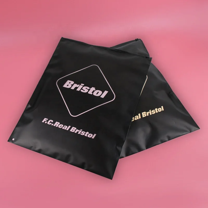 Custom own logo high quality waterproof eva black frosted zipper bag for clothing