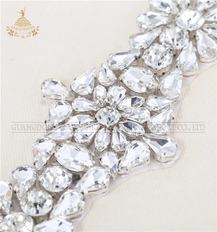 Fashionable design crystal rhinestone appliques for wedding dress