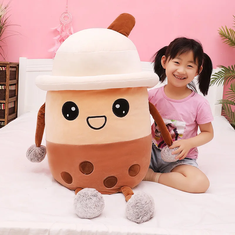 Cute Bubble Tea Stuffed Toys Ice Cream Super Soft Sleeping Pillow Boba Plush Toy
