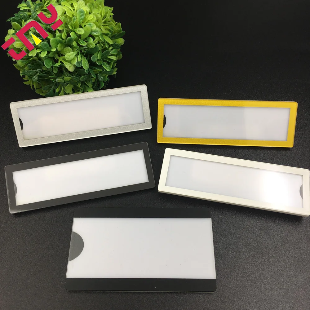 Custom Plastic PVC Reusable Name Badge With Magnet With Pin