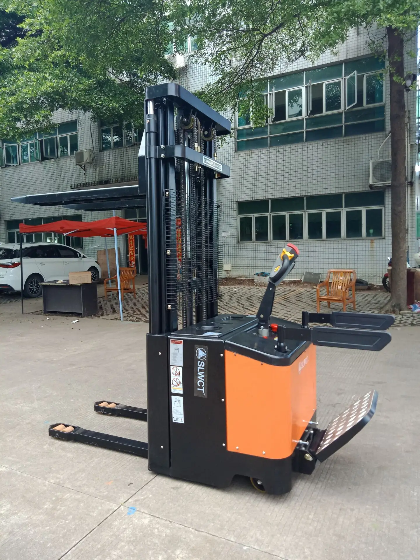Hydraulic forklift stacker stand up electric stacker