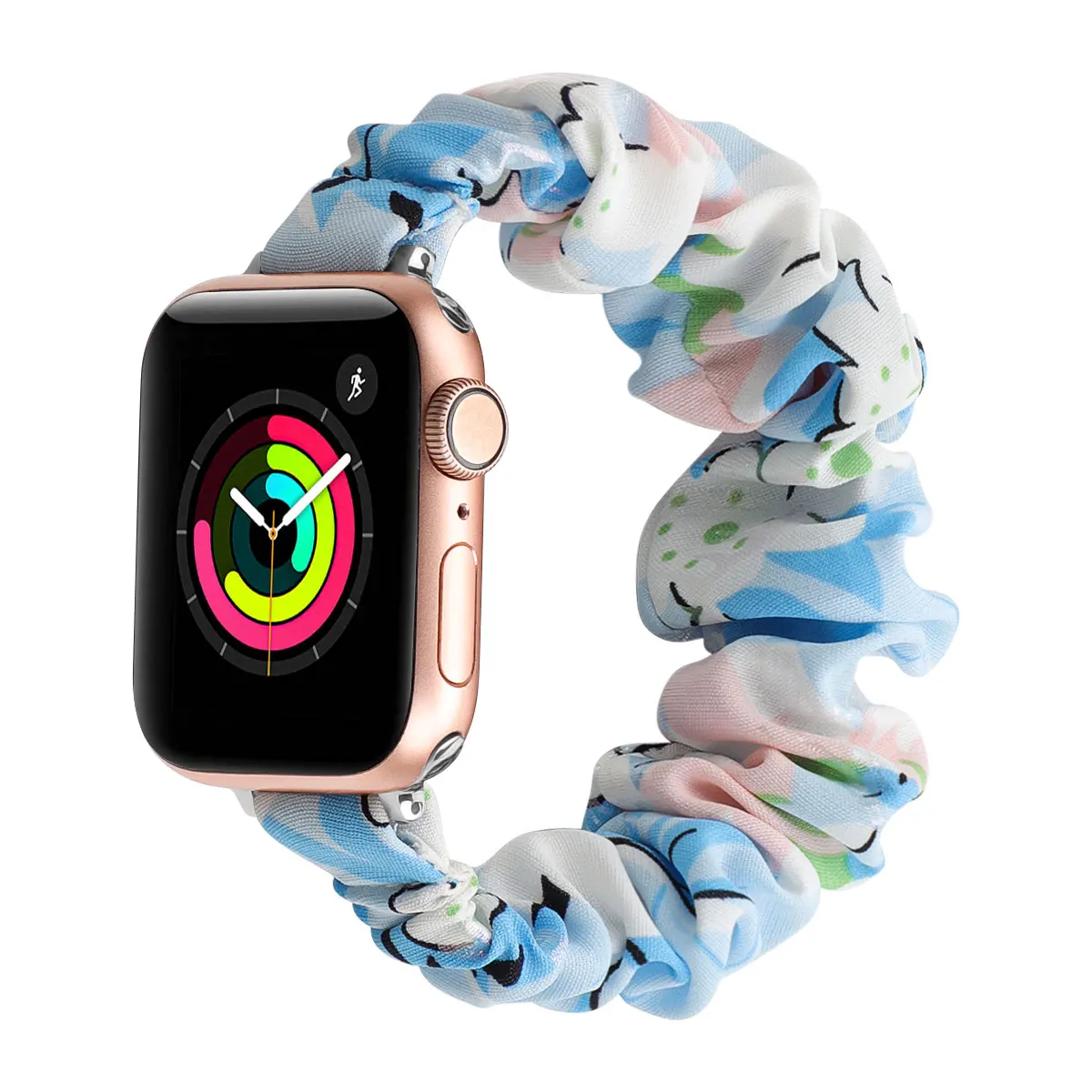 Ремешок тканевый для наручных часов, эластичный мягкий браслет с цветочным принтом для смарт-часов Apple Watch 38 мм 40 мм