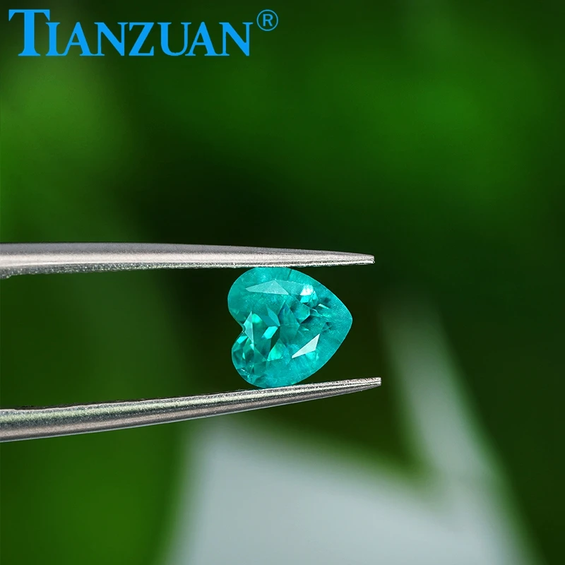 heart shape Paraba color Yttrium Aluminum Garnet Cultivated Tsavorite with inclusions artificial gem stone