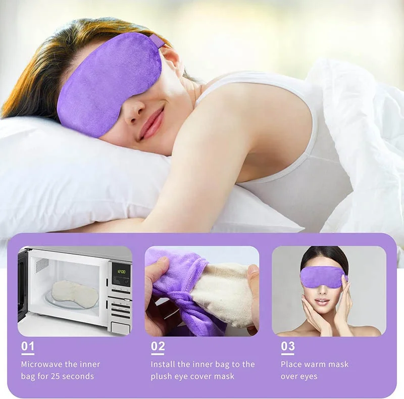 soft fleece eye mask with microwave lavender clay beads reusable hot & cold yoga eye heating pad heat compress pack