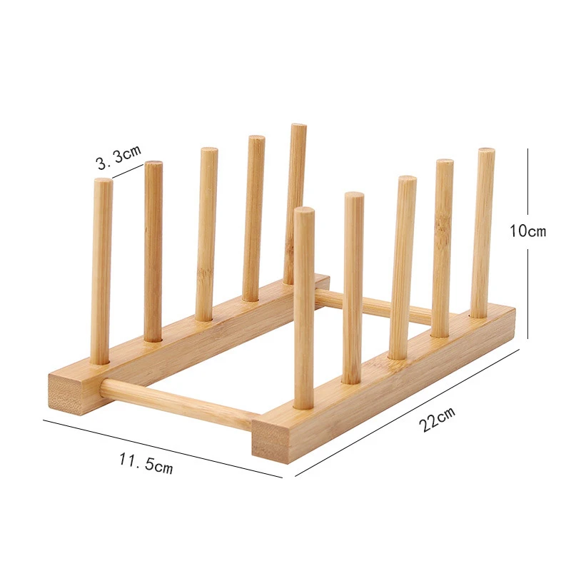 Bamboo Dish Rack Holder Plate Bowl Cup Book Pot Lid Cutting Board Drying Rack Stand Drainer Storage Organizer