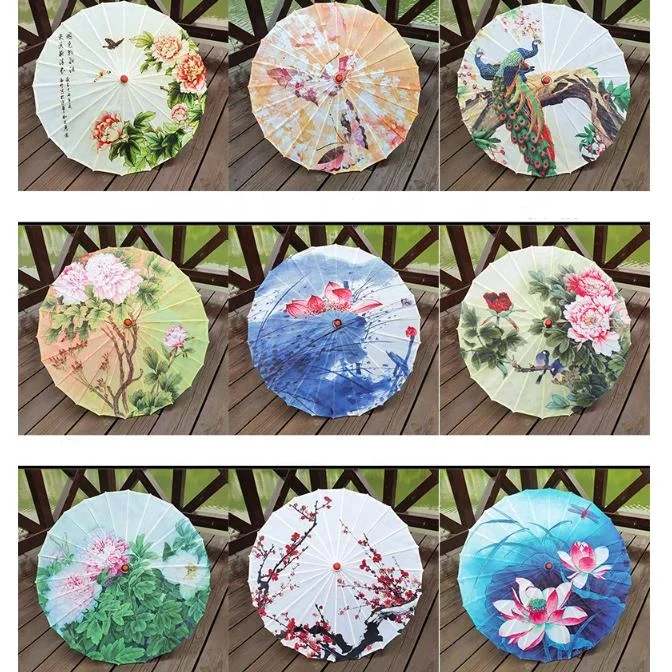 Japanese Chinese Ceiling Decoration Umbrellas Craft Dance Props Parasols Traditional Culture Handmade Silk Oiled Paper Umbrella