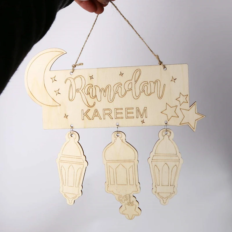 Custom Hanging Lantern Pendant Plaque Sign Ornament DIY Wall Decor Party Supplies Eid Mubarak Muslim Islam Ramadan Decorations