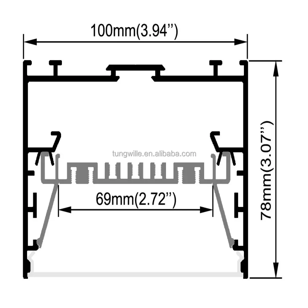 100mm*78mm Aluminum Slim Strip Aluminium Transparent Extrusion  Silver White Black LED Channel