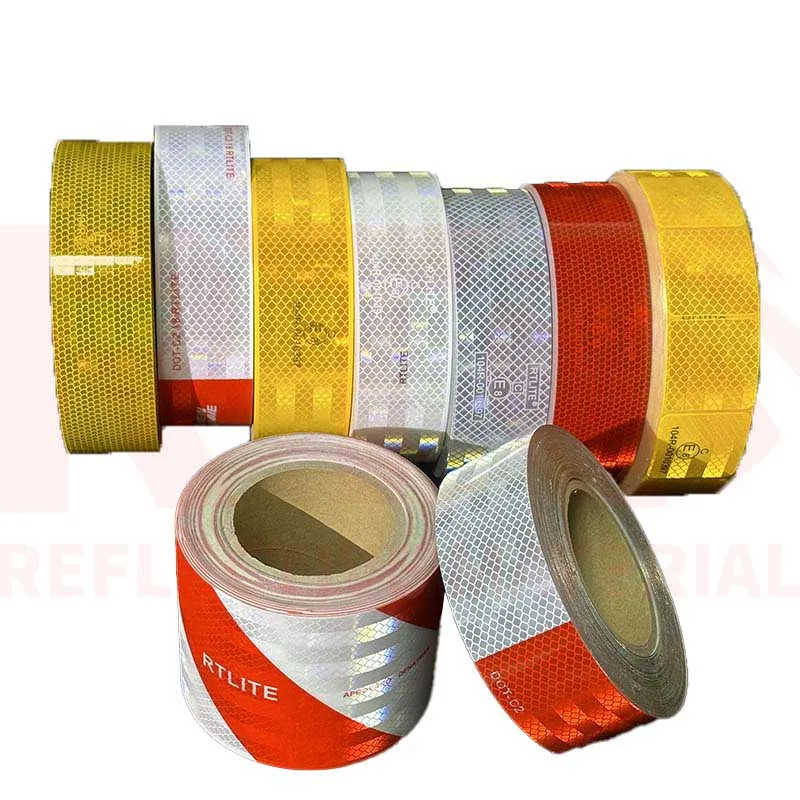 Custom Design Self Adhesive Diamond Grade Retro Warning Safety Yellow Tape Reflective Sticker Roll for Car