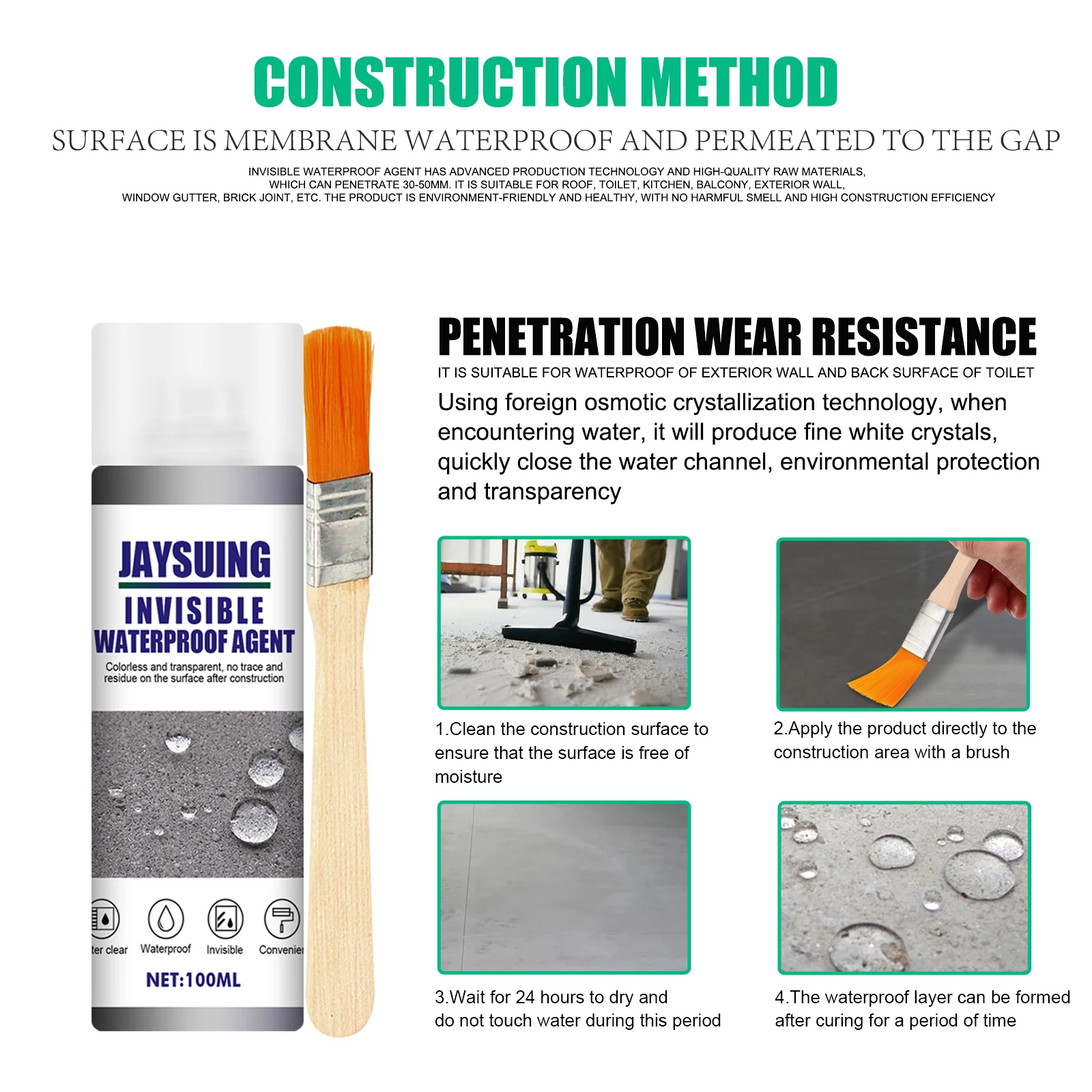 Anti-Leaking Sealant Spray Liquid Strong Adhesion invisible Waterproofing agent paint for home use