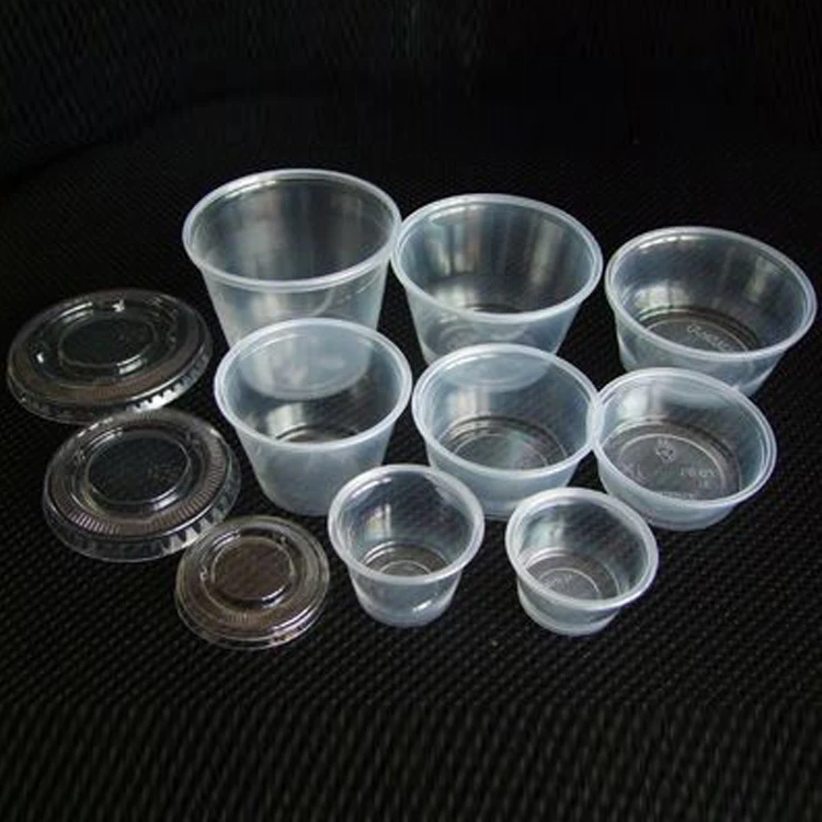 Прозрачный пластиковый одноразовый соус с крышками, 1 унция