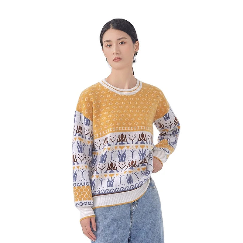 The new 2021 sweater loose lazy women wear Korean style foreign style round neck thick knitted pullover bottoming shirt