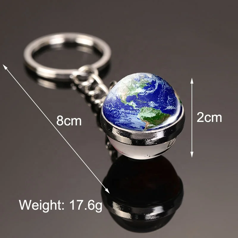 Novelty Gifts Planet nebula Llaveros glass balls key chains ice globe crystal lampwork beads craft metal