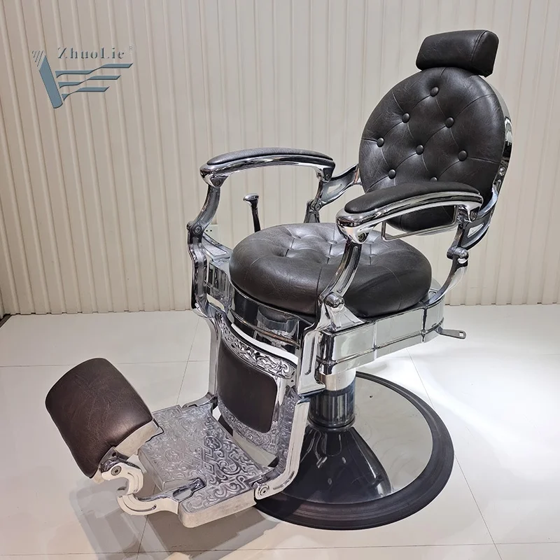 VIP Vintage barber shop chair  hairdressing cutting salon equipment antique  black reclining barber chair for salon