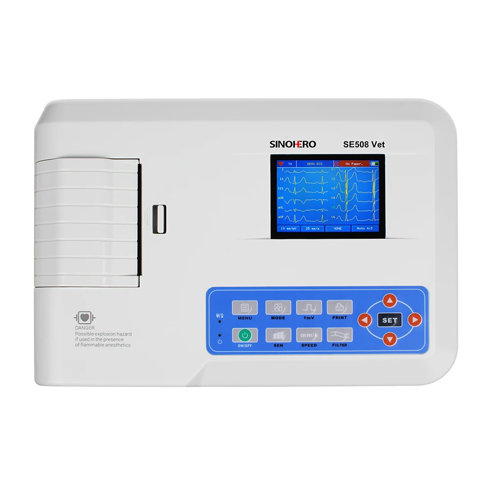 Hot Sale Medical Electrocardiogram 12 Leads 3 Channel Veterinary Digital Portable Ecg Ekg Cardiograph Machine